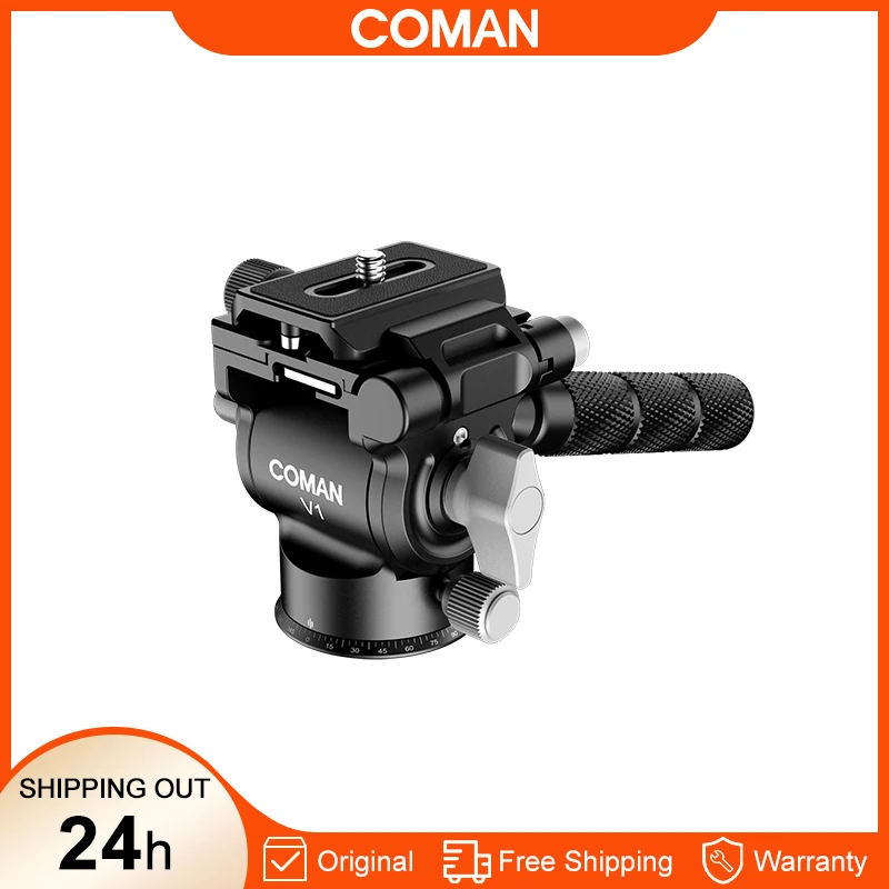 

Головка для штатива COMAN V1 с жидкостной подвеской, легкая, с быстросъемной пластиной Arca для компактных видеокамер и DSLR-камер