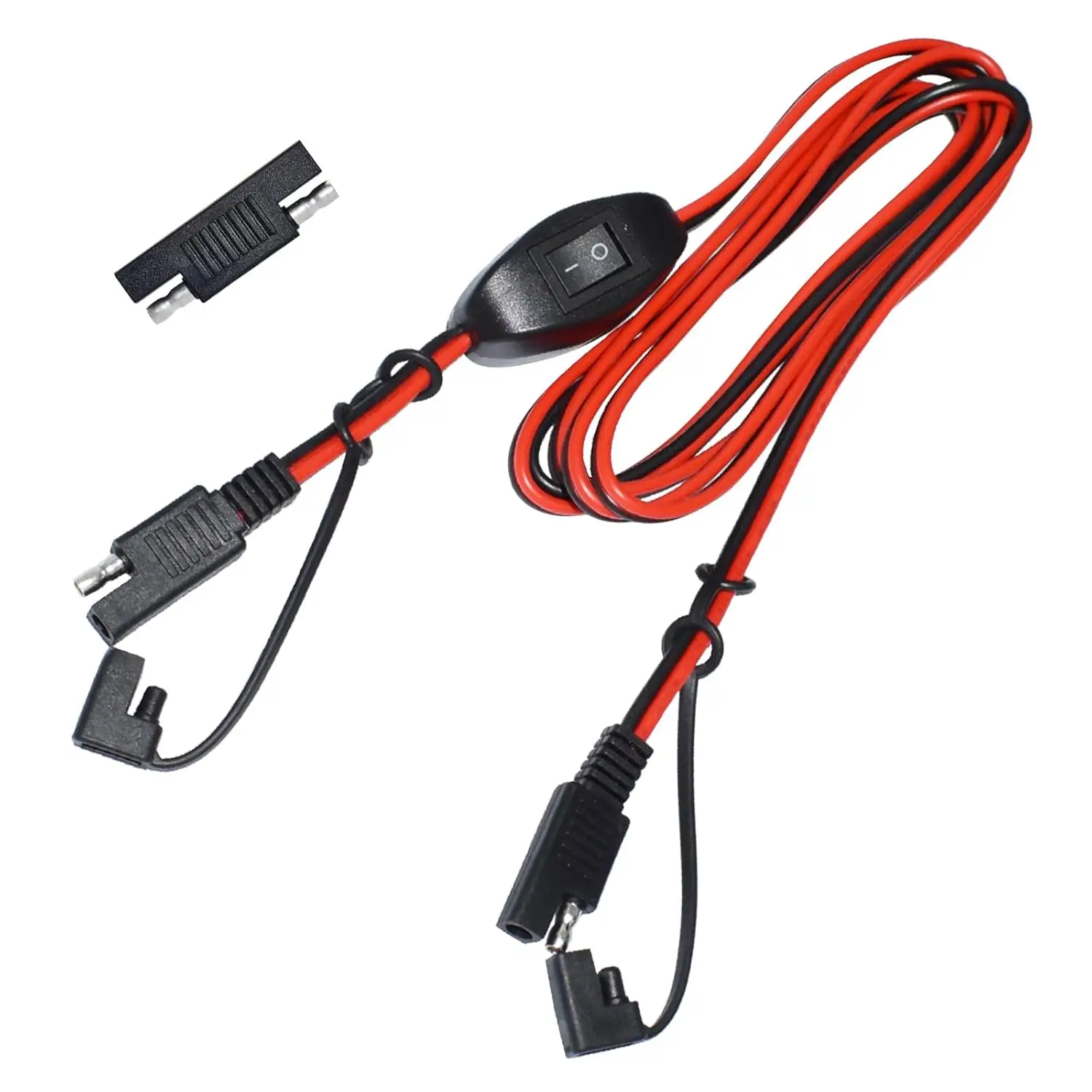 

SAE Extension Cable with Switch - 14AWG 180cm Quick Disconnect Wire with Dust Cap for RV Macerator Pump Water Sprayer Motorcycle