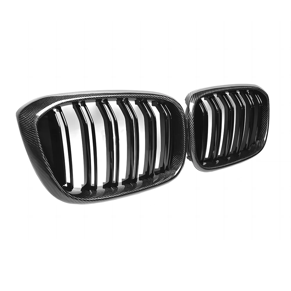 Dry Carbon Fiber Grill Front Bumper Double Slat Kidney M Style Grille For 19-21 BMW G01 G02 X3 X4 Pre-Lci