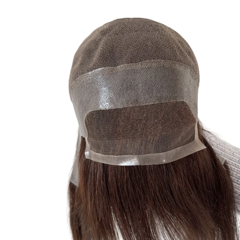 حار بيع البرازيلي عذراء الشعر البشري استبدال اللون البني # 2 وحدة شعر عالية الجودة بنظام قاعدة هوليوود للرجال البيض #3