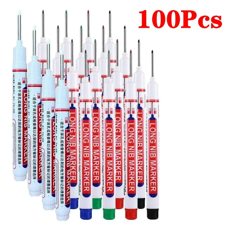 5-100 Stuks 20mm Diep Gat Lange Nib Hoofd Markers Voor Metalen Perforeren Pen Waterdichte Badkamer Houtbewerking Decoratie multifunctionele