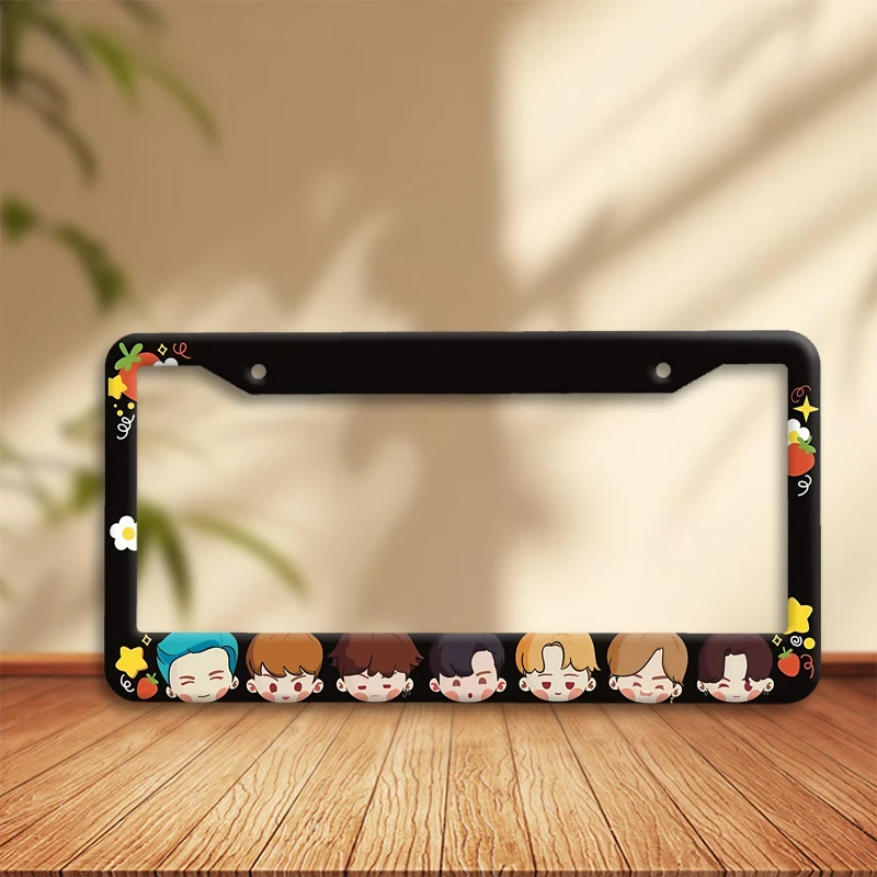 Cartoon Character Car License Plate Frame Cute Fruit Stars Design Tag Holder Novelty Gift Rustproof Easy Install