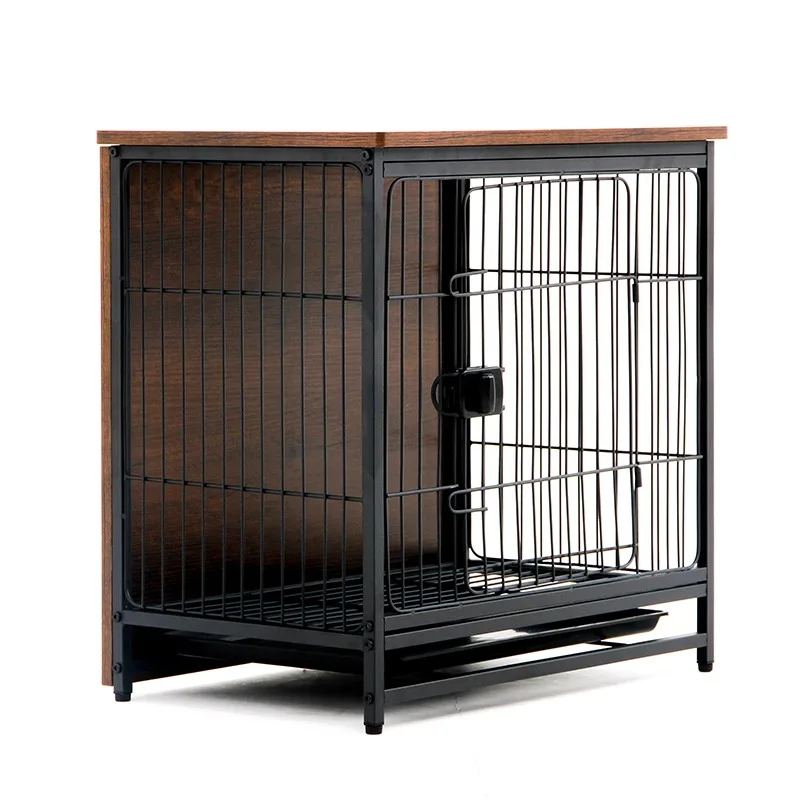 

Dog Crate Dog Kennel With Doors Large Dog Cage House With Wood Top and Metal Doors