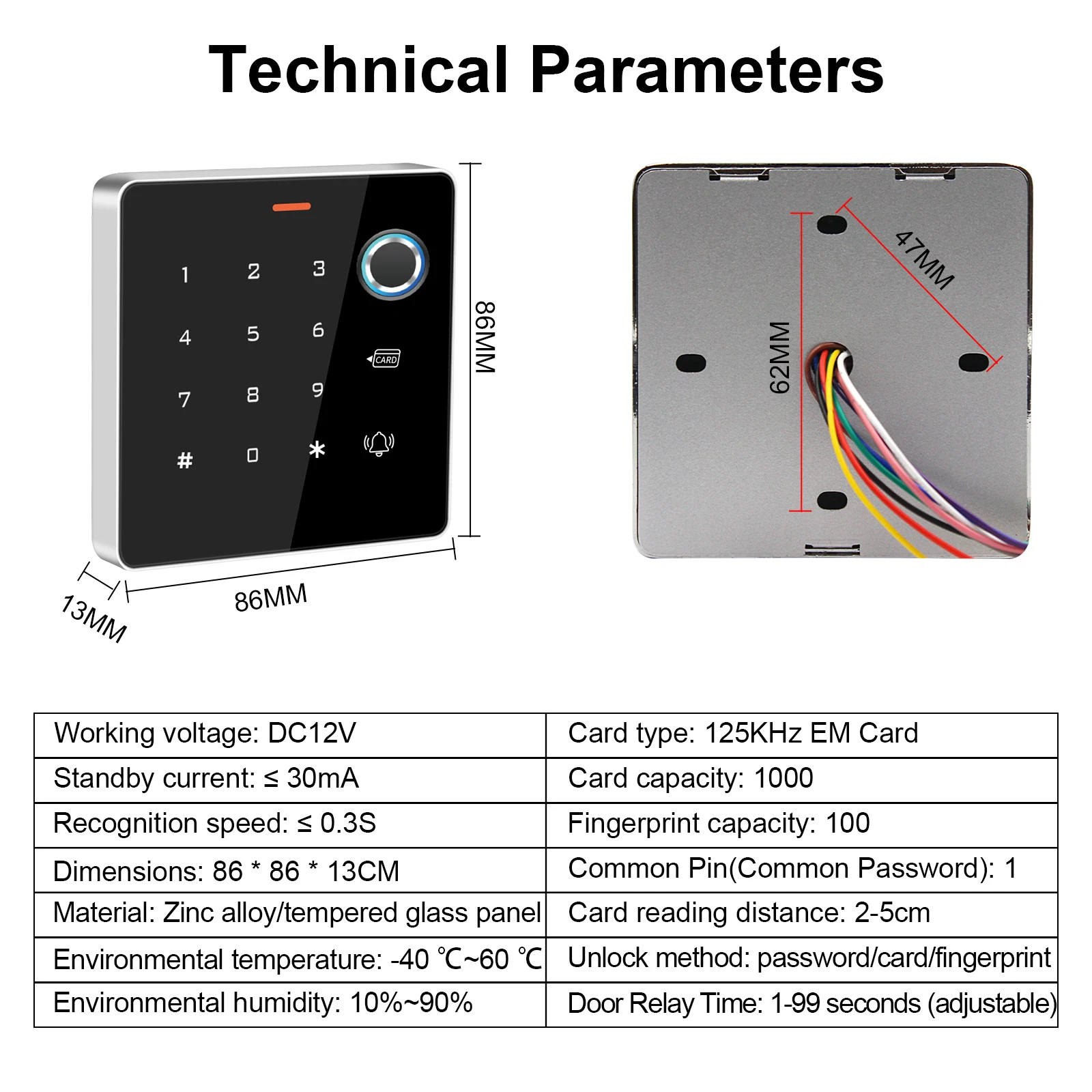 New Arrive Exquisite Design Zinc Backlight Fingerprint Keypad Standalone Metal for 12V Electric Access Control System Door Entry