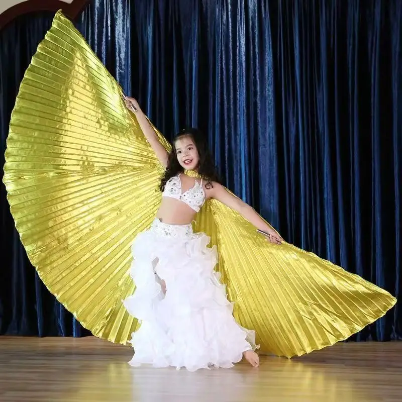 Bauchtanz 360 ° Goldene Flügel Isis-Flügel Zubehör Cosplay Bollywood Orientalischer Ägyptischer Tanz Kinder Mädchen Goldenes Kostüm – Detail 4