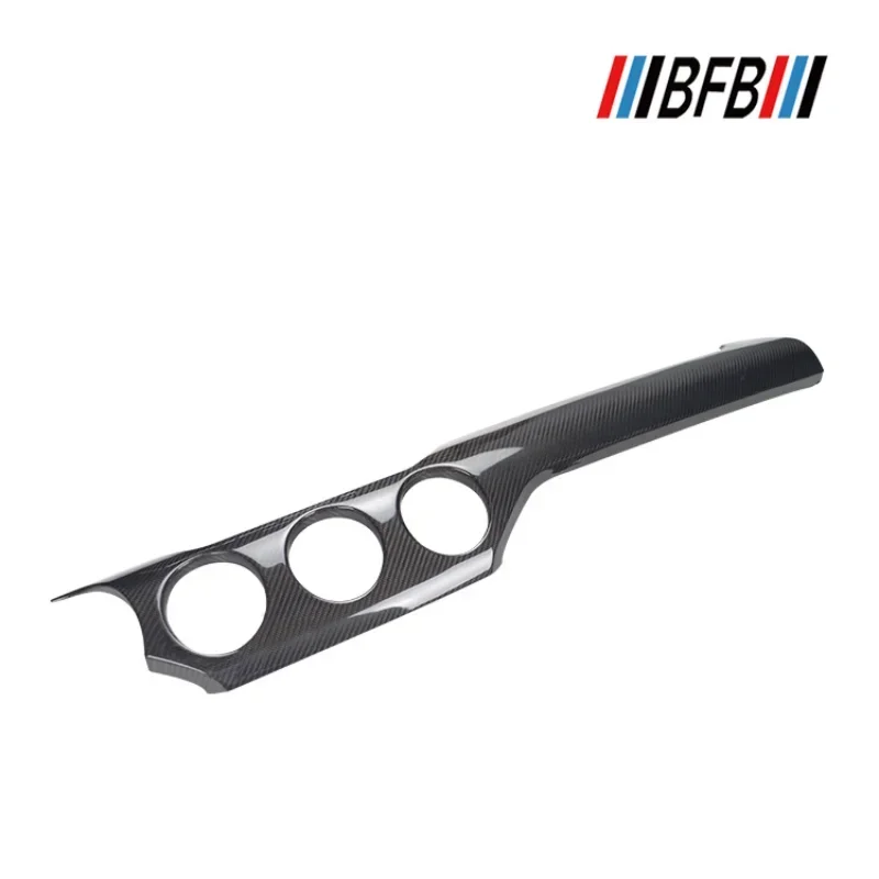 

For Ford Mustang Real Dry Carbon Fiber 2014-2021 Interior decoration Right Dashboard Long Trim 3 Hole Drive modification