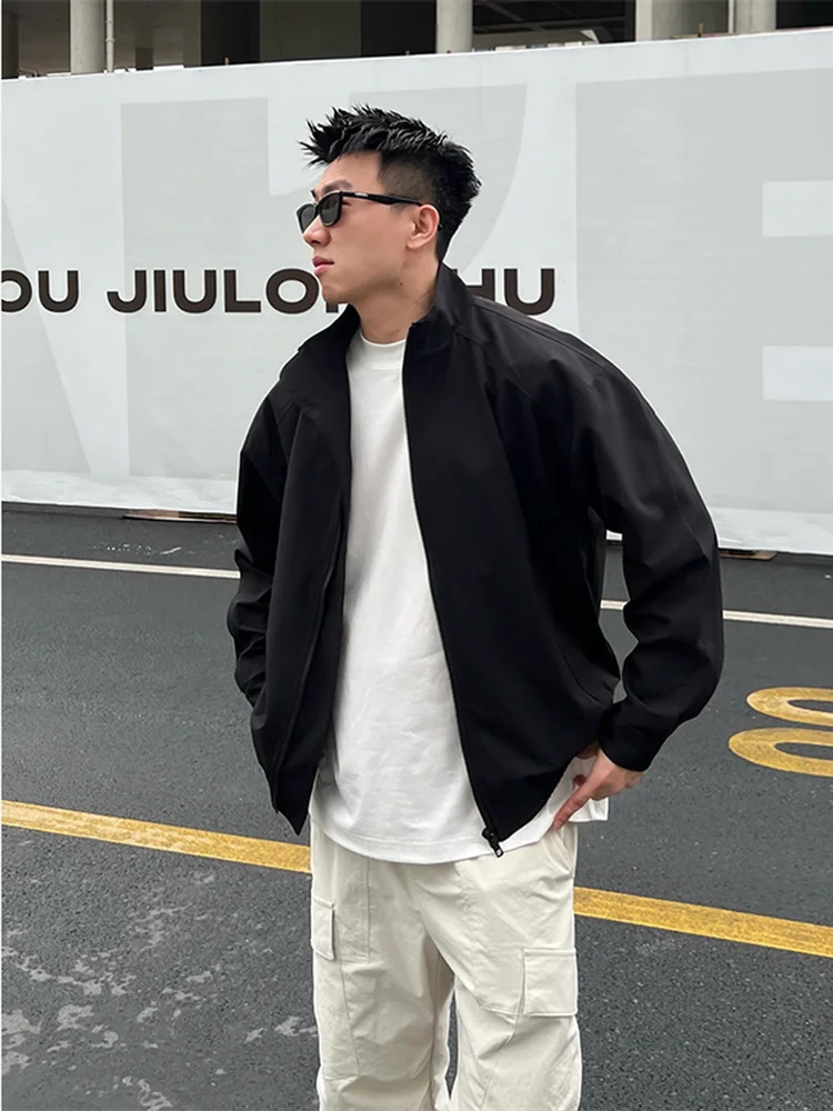 

Мужская куртка-бомбер в американском стиле с воротником-стойкой и подплечниками, высококачественная, в гонконгском стиле, для спортивных игр, Cleanfit