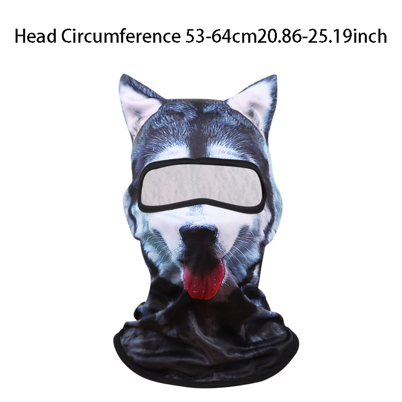 Outdoor Sunscreen Balaclava Hat 3D Animals Pattern Printed Full Face Mask Breathable Unisex Anti-UV Pullover Cap Cosplay Props
