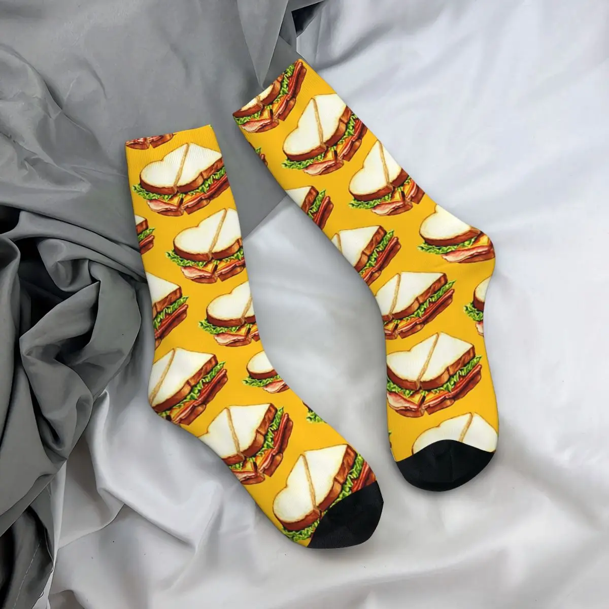 

Всесезонные чулки для экипажа, носки с узором в виде ветчины и сэндвича, длинные носки в стиле Харадзюку для мужчин и женщин, рождественские подарки
