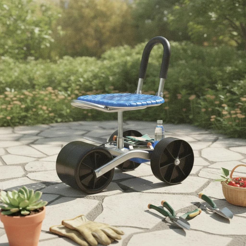 Garden Work Seat with Wheels Folding Rolling Garden Stool with Wheels Multi-Purpose Sturdy for Gardeners, Gardening, Weeding