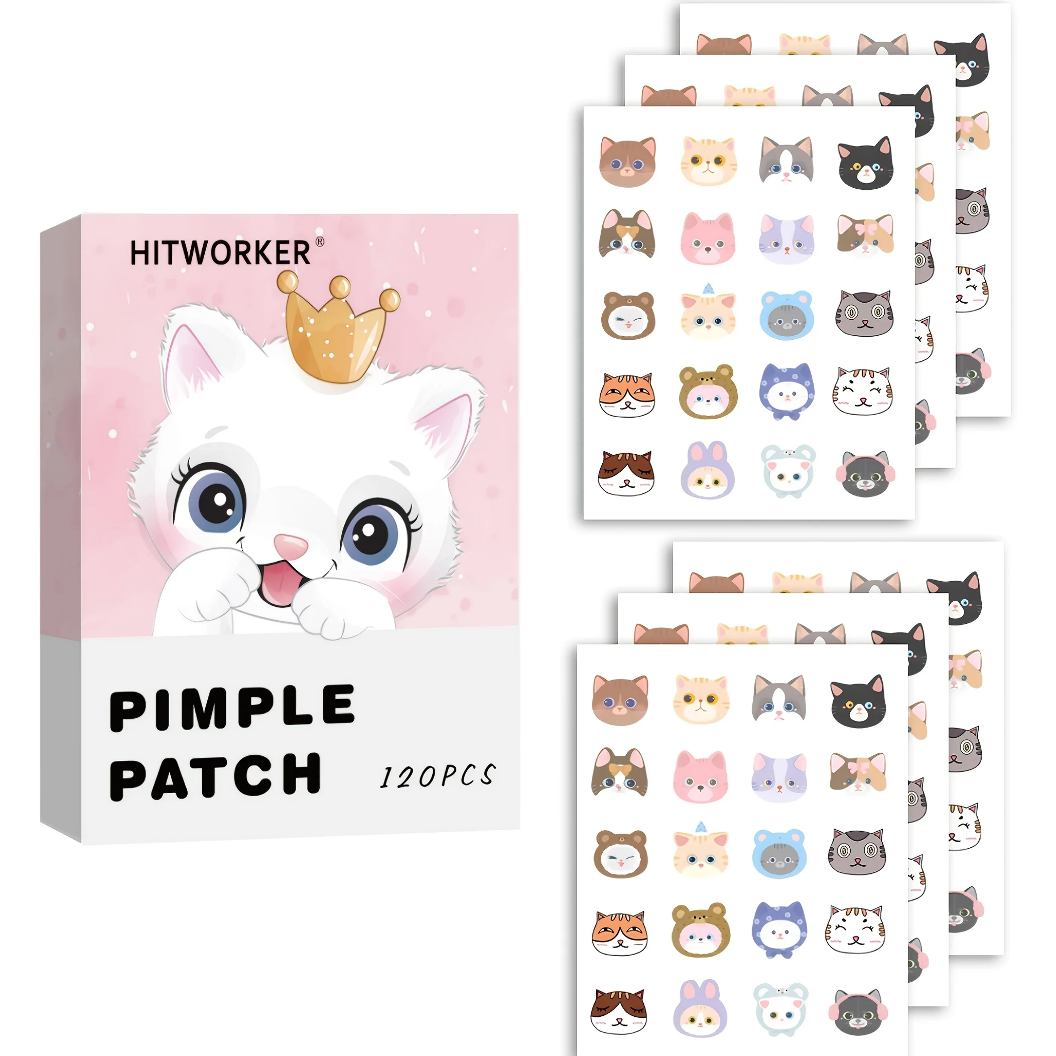 

120pcs Cute Cat Invisible Acne Patch Acne Patch Invisible Acne Treatment Facial Skin Care Beauty Tools