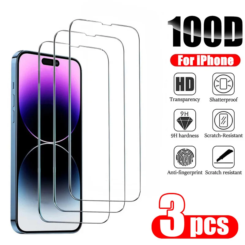 3PCS Tempered Glass for iPhone 14 13 12 11 Pro Max Mini Screen Protector for iPhone 14 Pro 7 8 6S Plus SE 2022 X XR Xs Max Glass