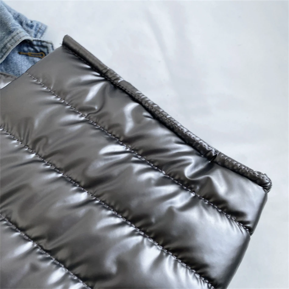 Elegante Damen-Tragetasche mit Seidenschal-Akzent, gesteppte Umhängetaschen für Damen, lässig, einfarbig, gepolstert, Damen-Umhängetasche – Detail 20
