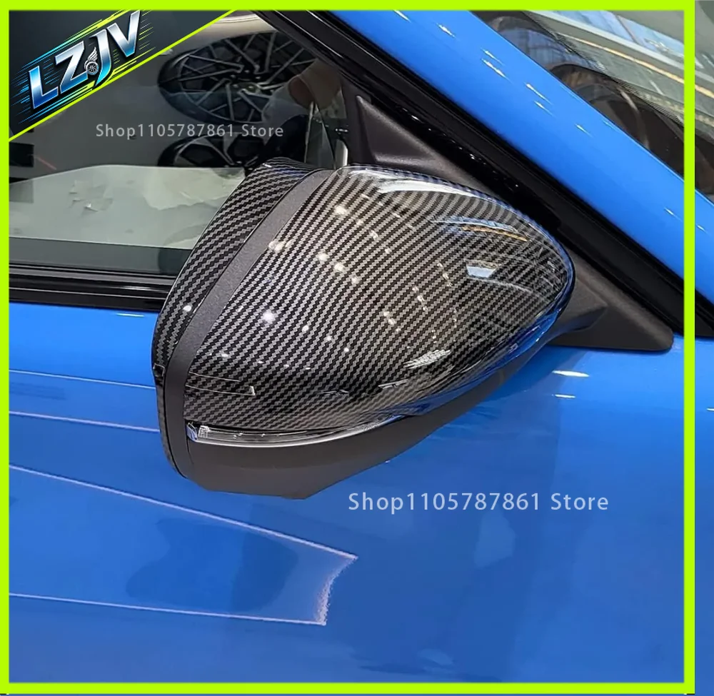 LZJV For Mustang Mach-E Car Exterior Accessories Mirror Cover Real Dry Carbon Fiber Rearview Mirror Cover Trim