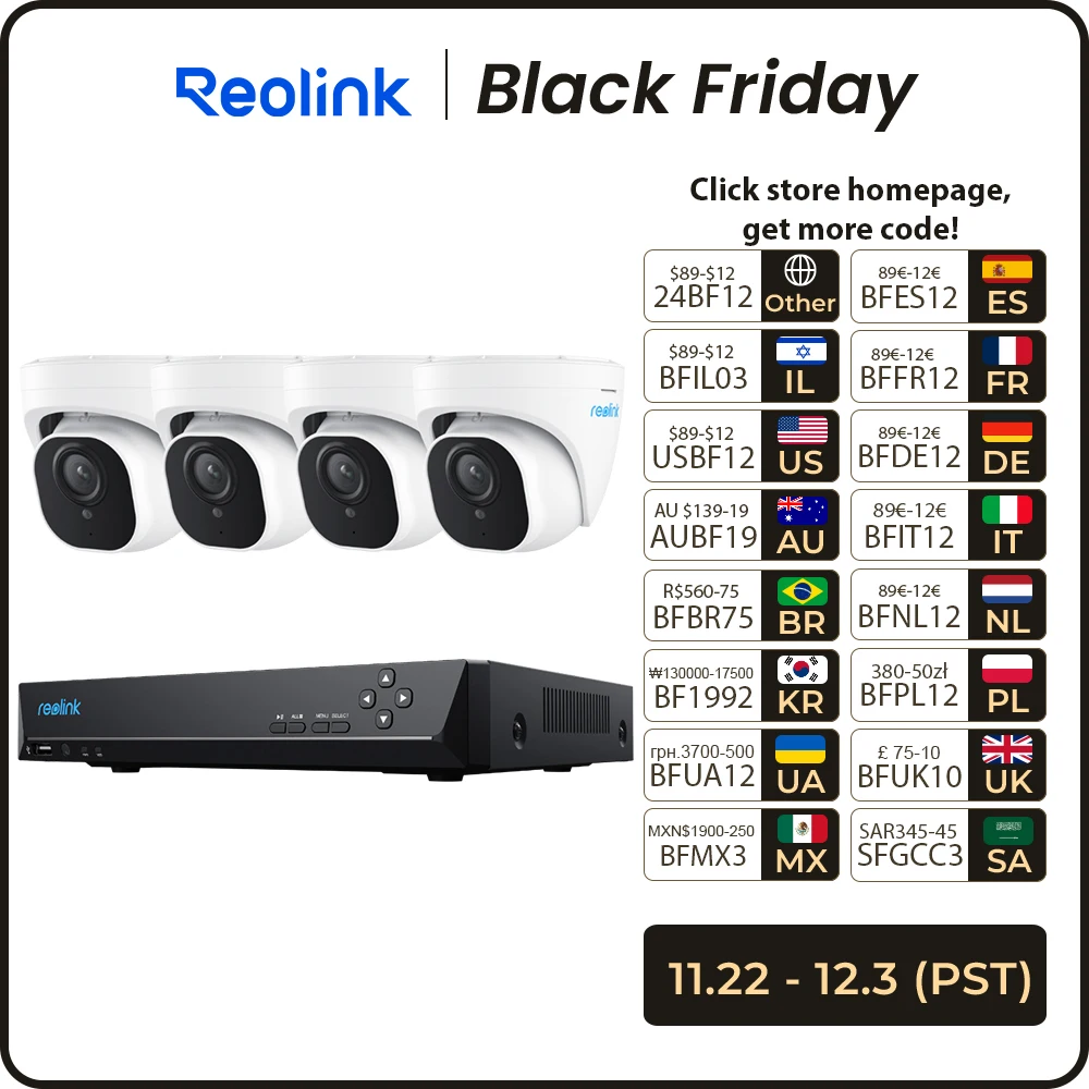 Reolink 5MP Camera System Human Car Detection 8ch PoE NVR&4 PoE IP Cameras dome Outdoor Video Surveillance Kit RLK8-520D4-A