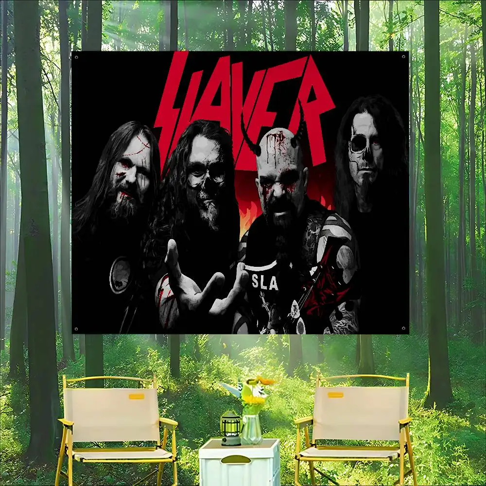 Heavy Metal Rock Band S-Slayer High End Quality Banner Printing Artistic Atmosphere Style Camping Flag