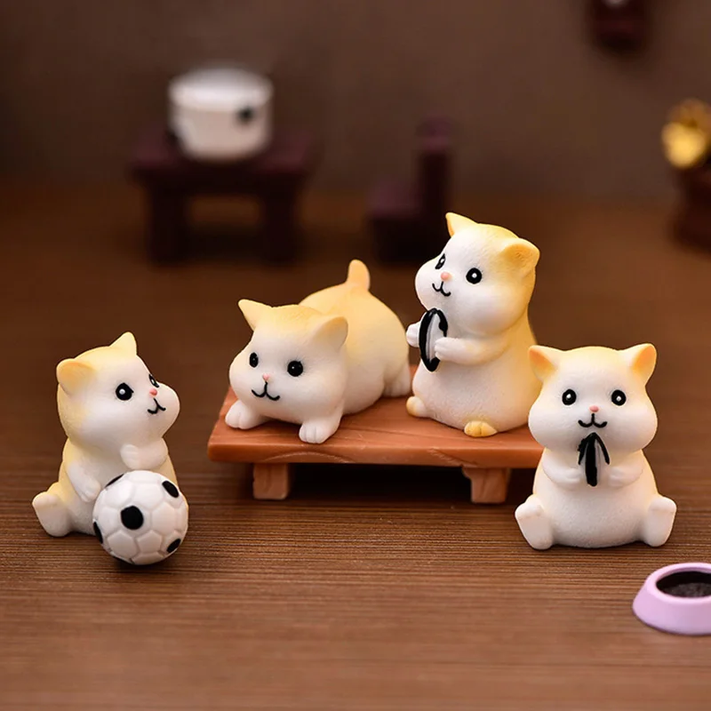 Hamster Family Figurine Cartoon Simulated Animal Model Resin Craft Home Miniature Fairy Car Garden Decoration DIY Accessories