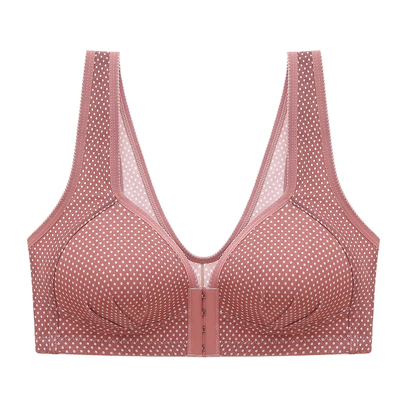 Grande tamanho sutiãs frontal tipo botão mulheres sexy underwear sem aço anel push up impressão sutiã íntimo tops bekleidung damen