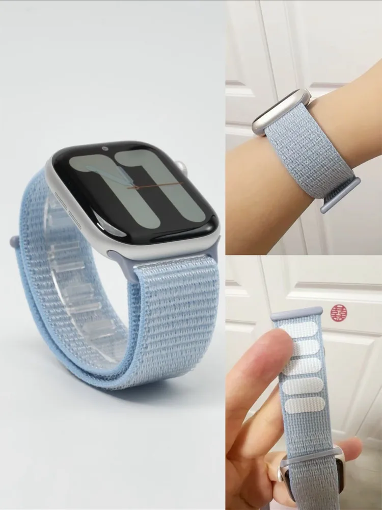 Image of Original Nylon Sport Loop Armband für Apple Watch Serie 11 10 8 9 7 6 SE Ultra 3 49mm 46mm 45/44/42/41/40mm Armband Correa