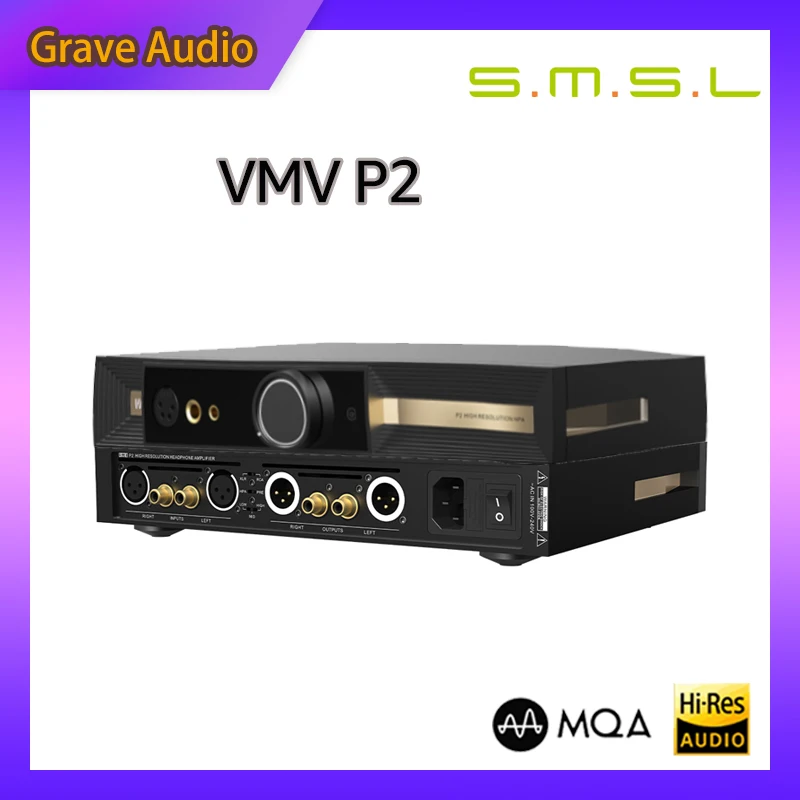 SMSL VMV P2 Headphone Amplifier Fully Balanced Amp Hi-Res High  32ohmns 6W Balanced & Unbalanced Input 16Ω/12W 32Ω/6W HPA