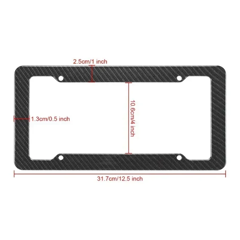 2 PC Carbon Fiber License Plate Frame-Black Plastic Front & Rear Car Tag Holder Cover For Men/ Women,With Mount Hardware,Screws