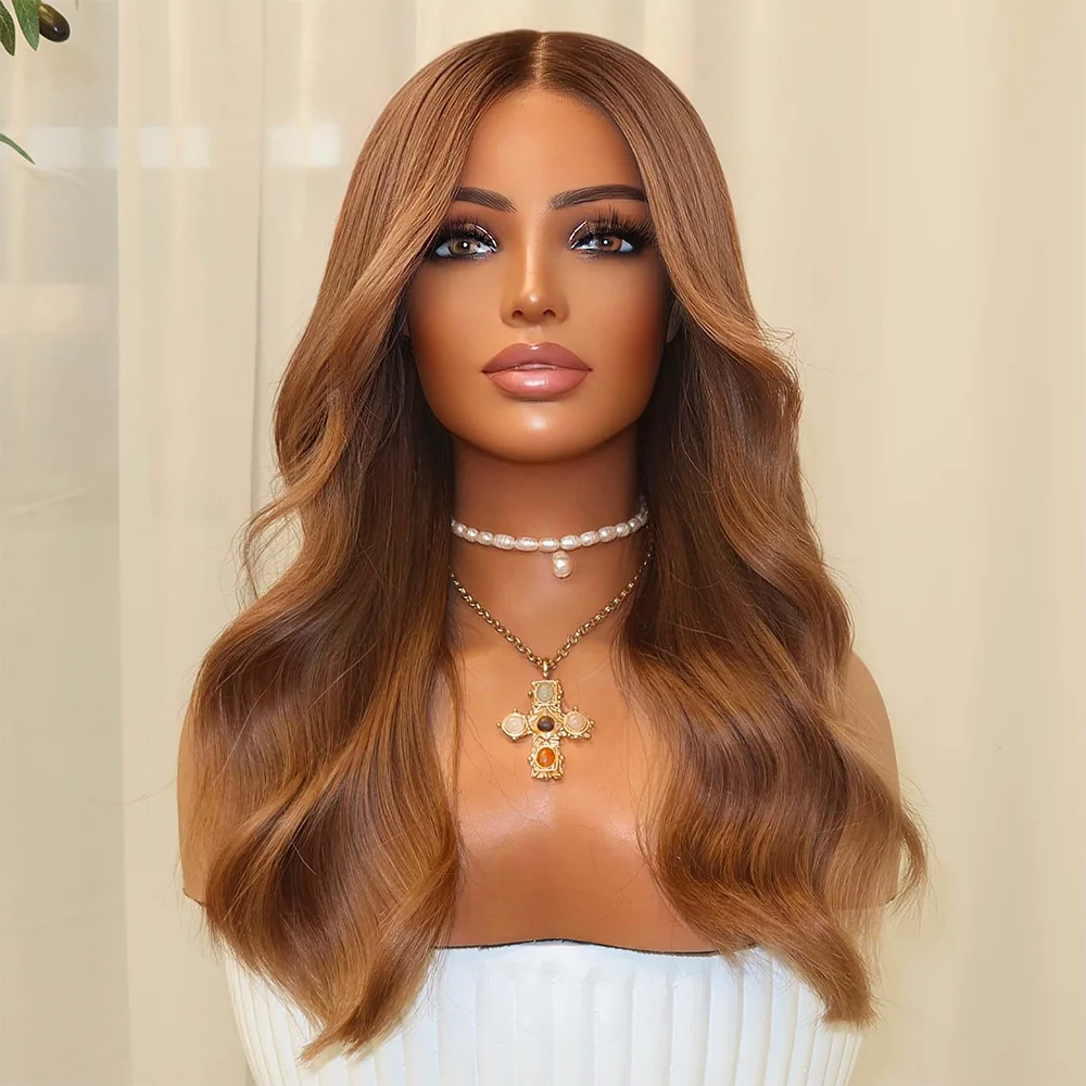 Highlight Body Wave 13x4 Lace Front Wig Human Hair Pre Plucked Transparent Lace Honey Brown Wig For Women