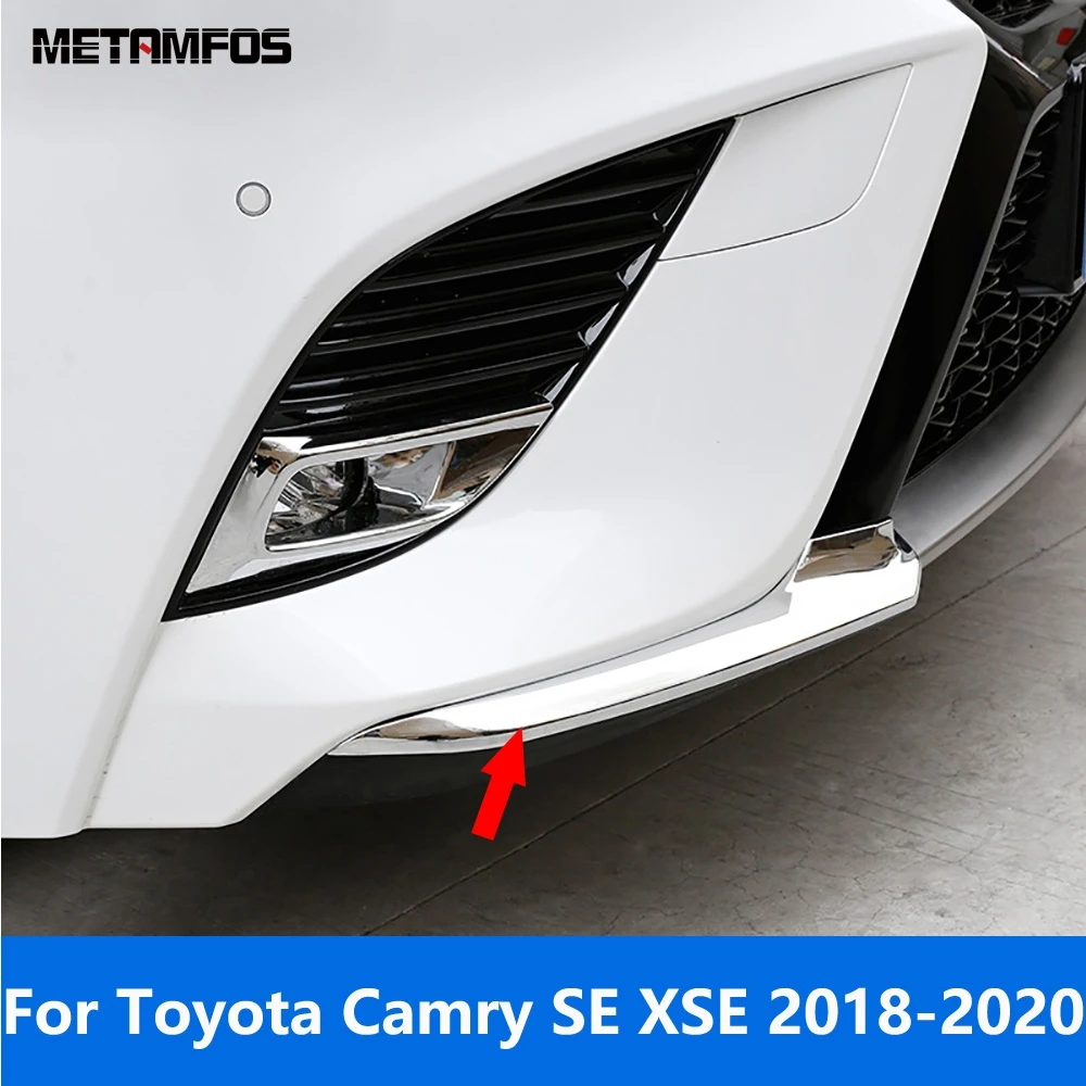 Car Accessories For Toyota Camry SE XSE 2018 2019 2020 Exterior Carbon Fiber Front Corner Bumper Lip Trim Protection Strip