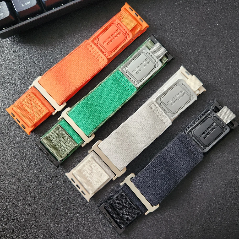 Ремешок сменный нейлоновый для Apple Watch Ultra 2, спортивный браслет для iWatch SE 9 8 7 6 5 45 мм 44 мм 42 мм 41 мм 40 мм 38 мм