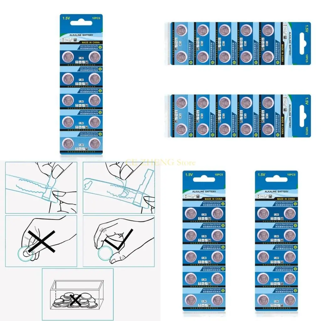 E56B 20 피스/10 피스 LR44 AG13 시계 배터리, 신뢰성 성능 1.5V 버튼 셀 배터리 소형 전자 장치