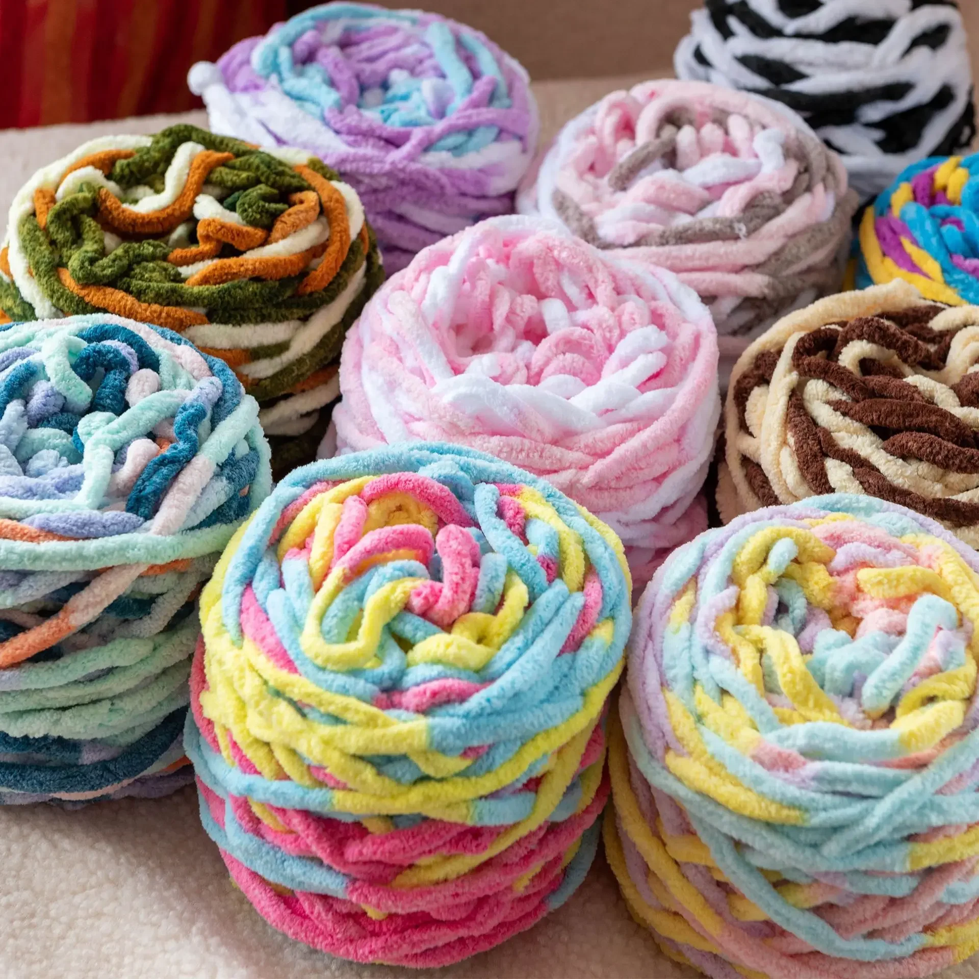 Section Dyed Ice Strip Line in Coarse Wool Thread Doll Slippers Scarf Material Package Strand Needle