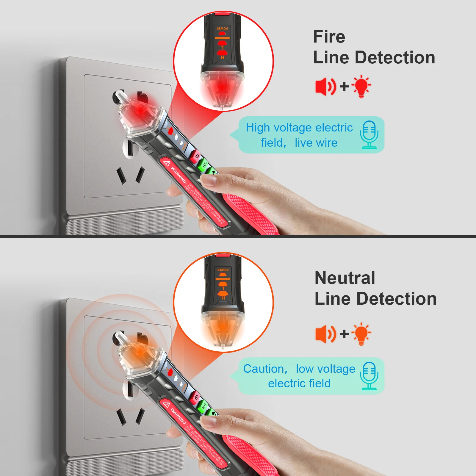 NJTY T03A T03B Non-Contact Voltage Tester Pen Dual Range AC12V-1000V/48V-1000V Live Neutral Wire Detector Wire Breakpiont Finder