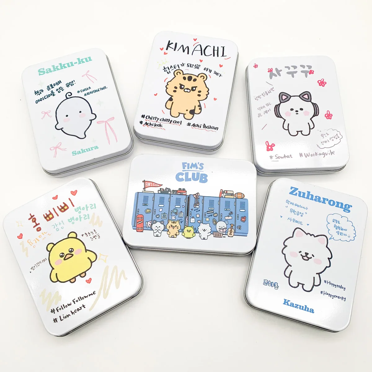 만화 동물 크리에이티브 틴 박스 11.5*8.5*2.2cm 보관함 아이돌 카드 보관함 보관함 사쿠라 김채원 후 희윤진 카즈하 홍은채 Kpop