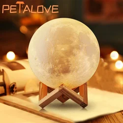 Warm Moon Lamp LED Night Light 8cm 3D Battery Powered Creative Touch Switch RGB Moon Lamp for Bedroom Decoration Birthday Gift