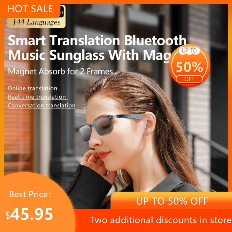 Echowear Smart Wireless Bluetooth Business Commuter 144 Language Translation Device Smart Glasses Without Camera New Product Hot