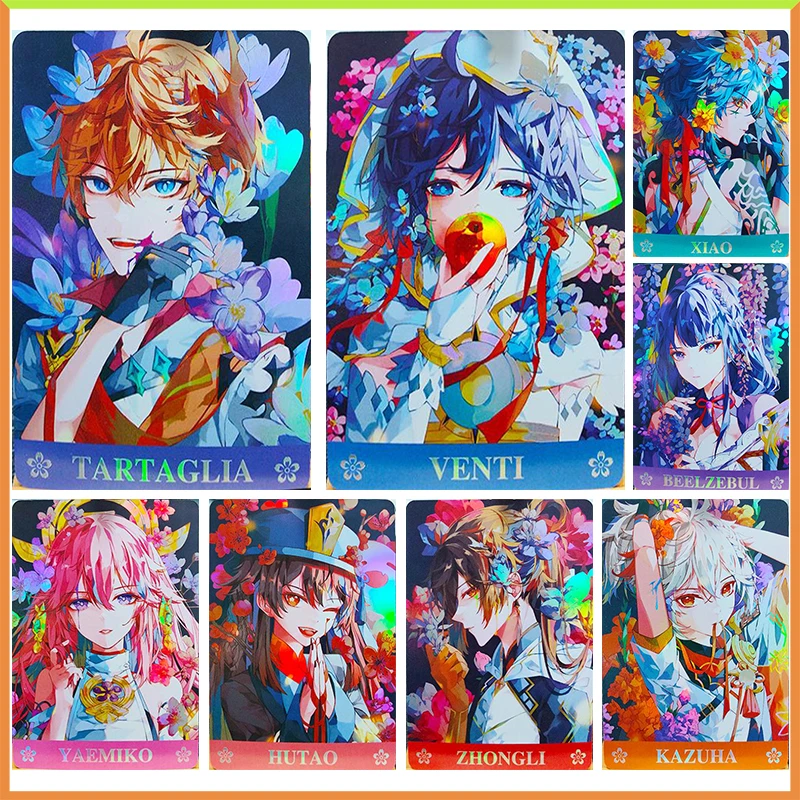 

Anime Goddess Story DIY ACG Ningguang Hu Tao Yae Miko Toys for boys Laser Flash Collectible Cards Tabletop Games Birthday Gifts