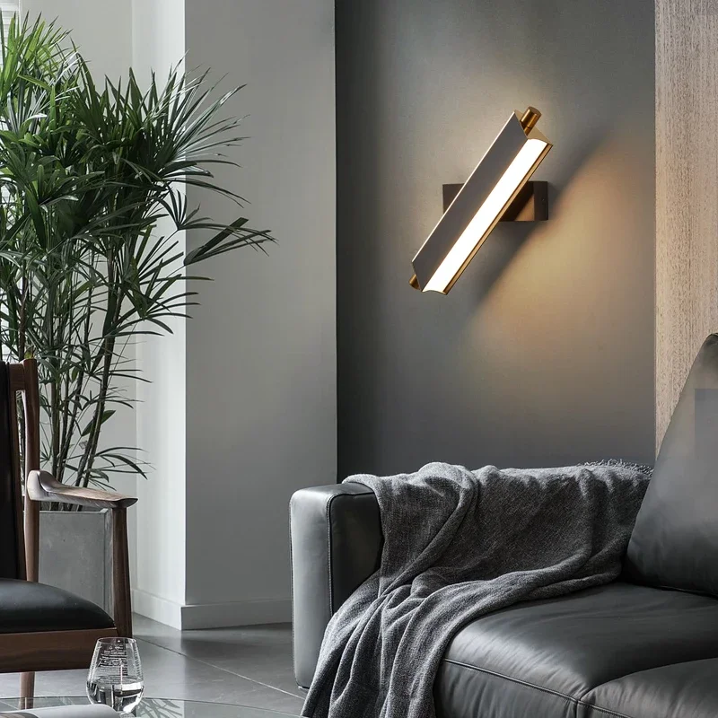 Nordic modern wall lamp adjustable rotating LED rectangular lamp Simplicity bedroom  bedside room decor lighting wall lamp