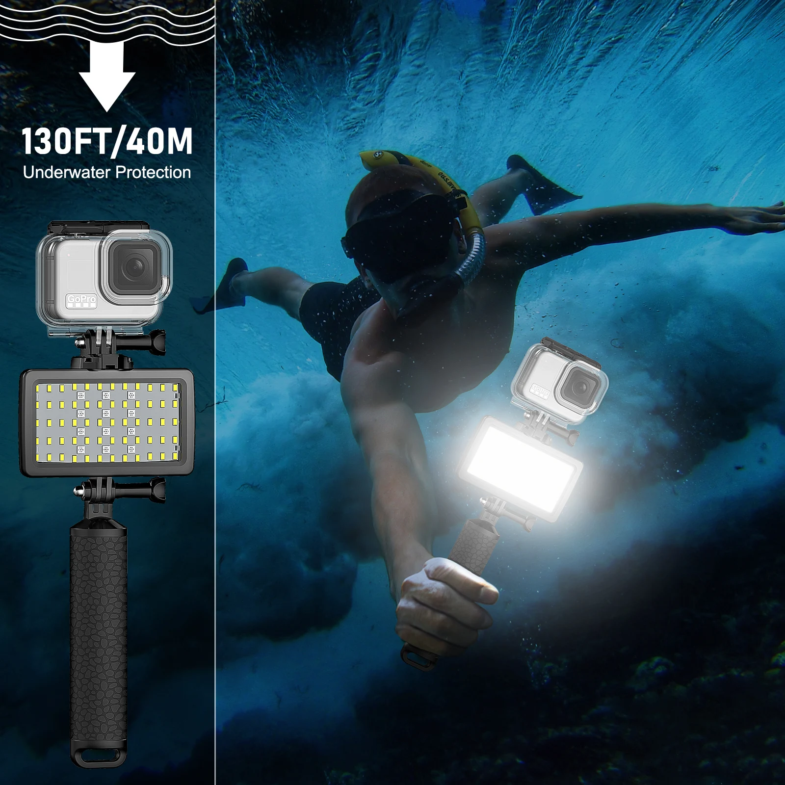Seafrogs 5000LUX Waterproof Colorful LED Camera Phone Fill Light Flash Underwater Diving Photography Lighting Accessory 3000mAh