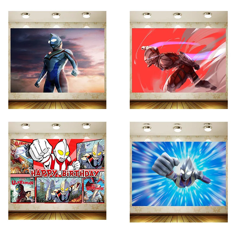 

Ultraman Background boy Birthday Party Supplies Banner Kid Cartoon Decoration Photography backdrop baby shower