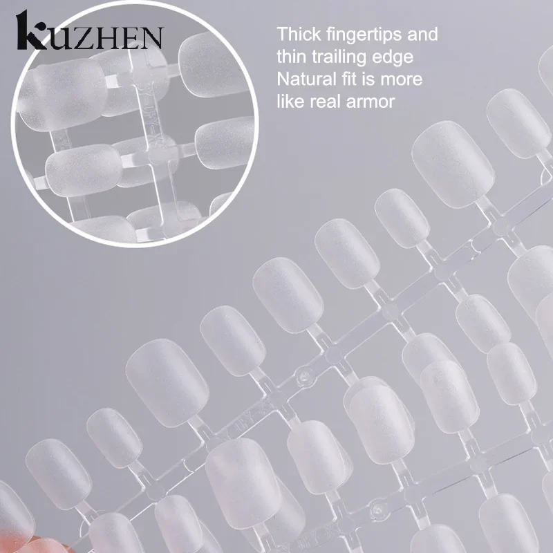 100 pz/scatola Unghie Finte Trasparente Presse Sulle Unghie Copertura Unghie Finte Consigli A Forma Corta Goccia D'acqua Adesivo Completo Per Le Unghie