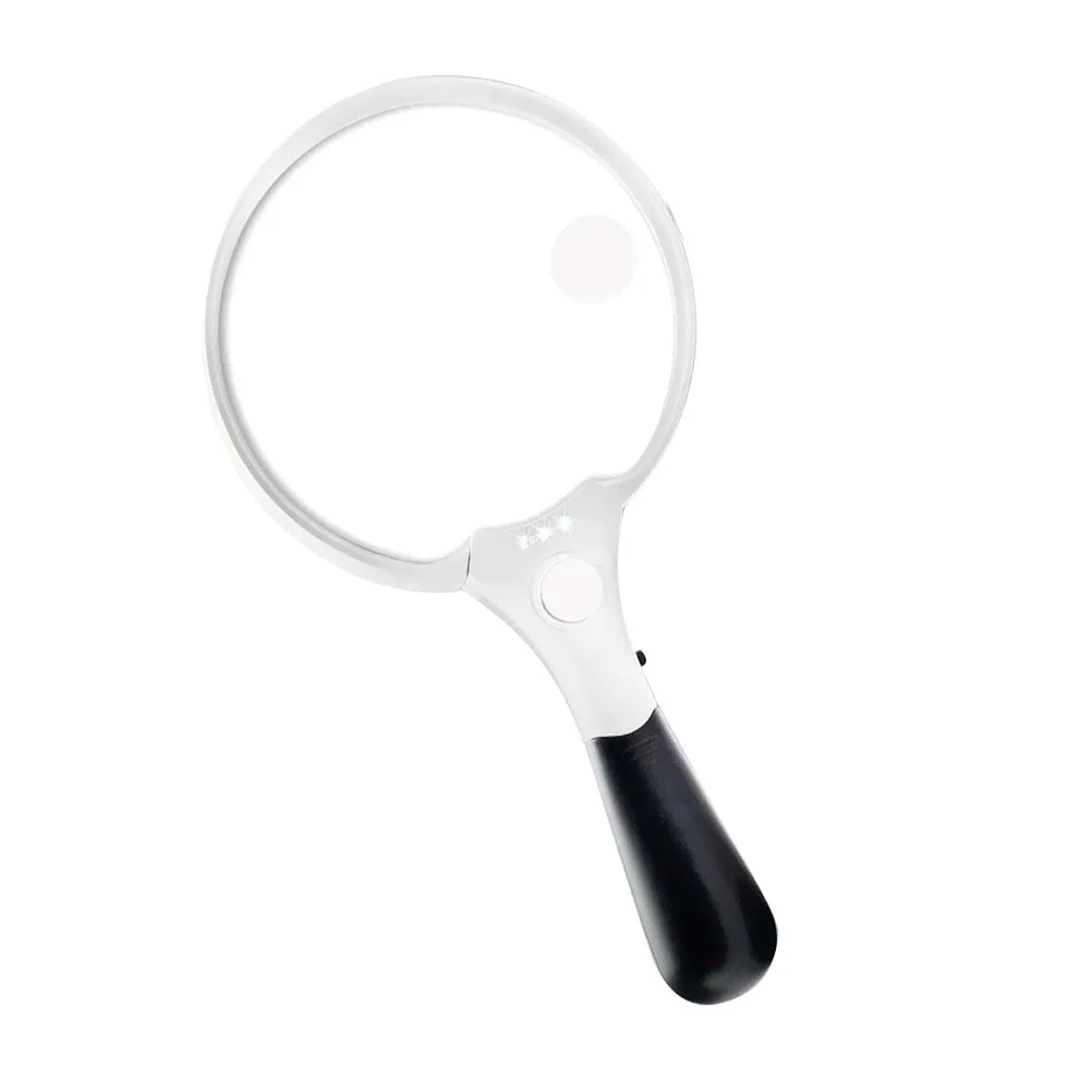

1pc Handheld Magnifier Led Light Reading Optical Lens For Low Vision Kids Science Jewelry Inspection Portable Magnifying Tool