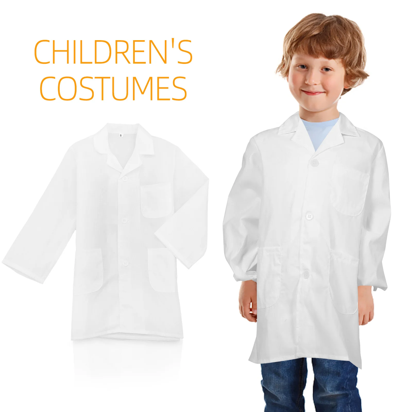 Bata de laboratorio de algodón, abrigos blancos para actuación de Cosplay, sesión de fotos, uniforme de médico de tamaño pequeño, traje de juego de rol, 1 ud.