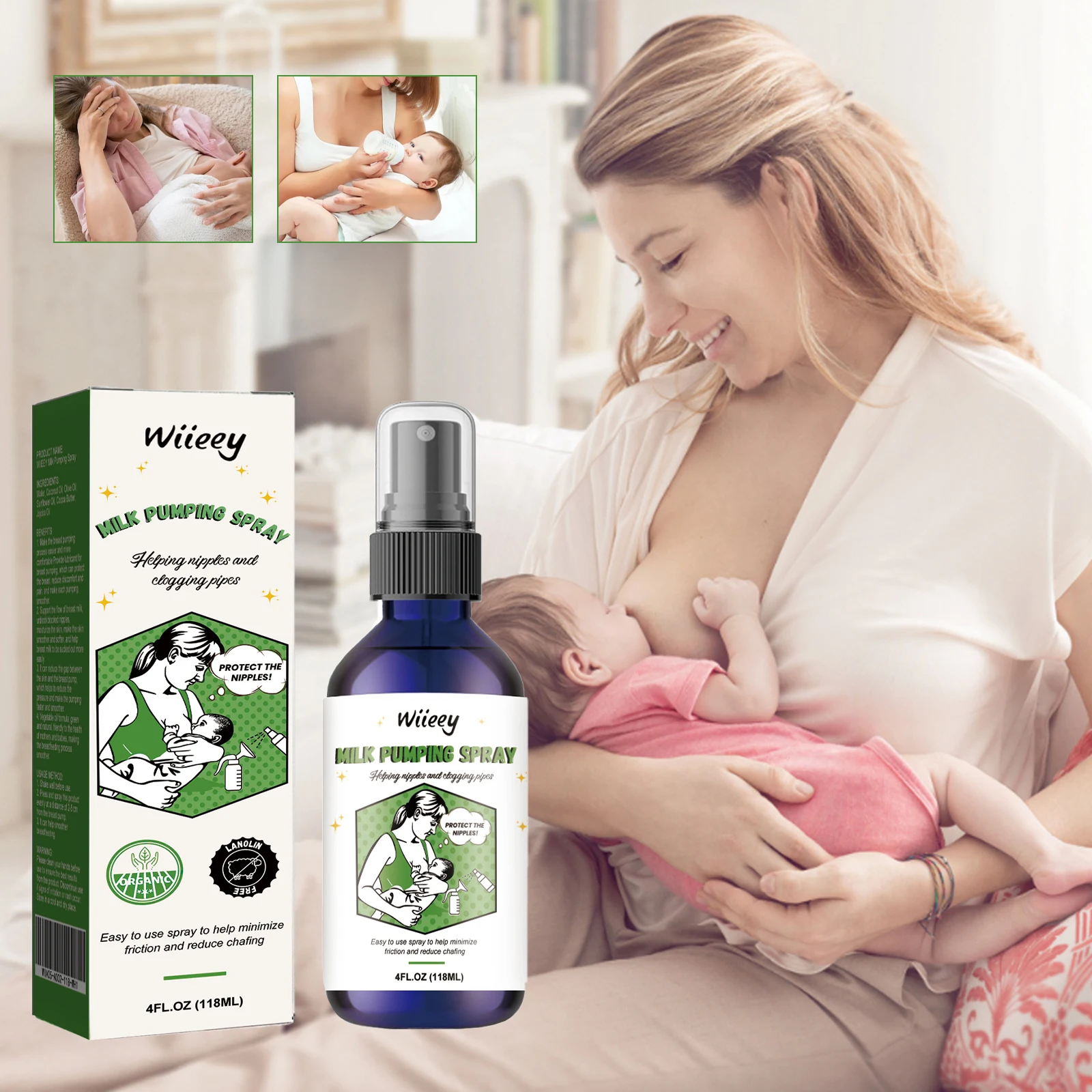 Breast Spray: Relieves Discomfort During Breastfeeding, Repairs and Moisturizes the Skin—Breastfeeding Care Spray