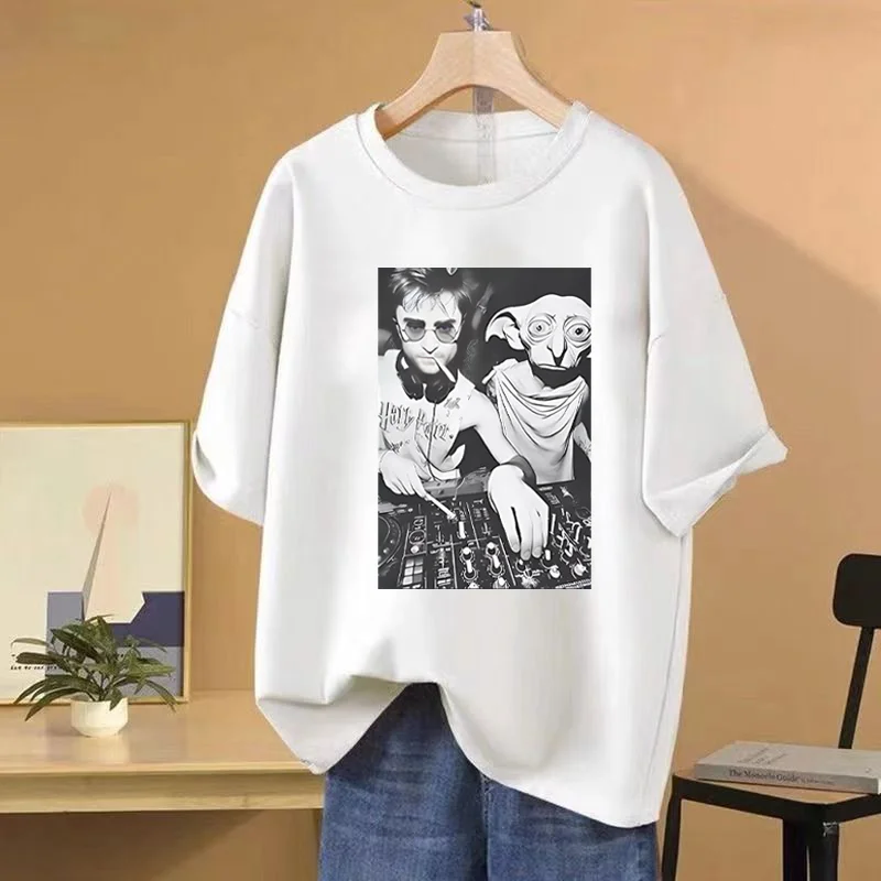 Featuring Dobby The House Elf DJ Smoking Funny Meme Hip Hop streetwear T-Shirt vintage Short Sleeve 100% Cotton Unisex t-shirts