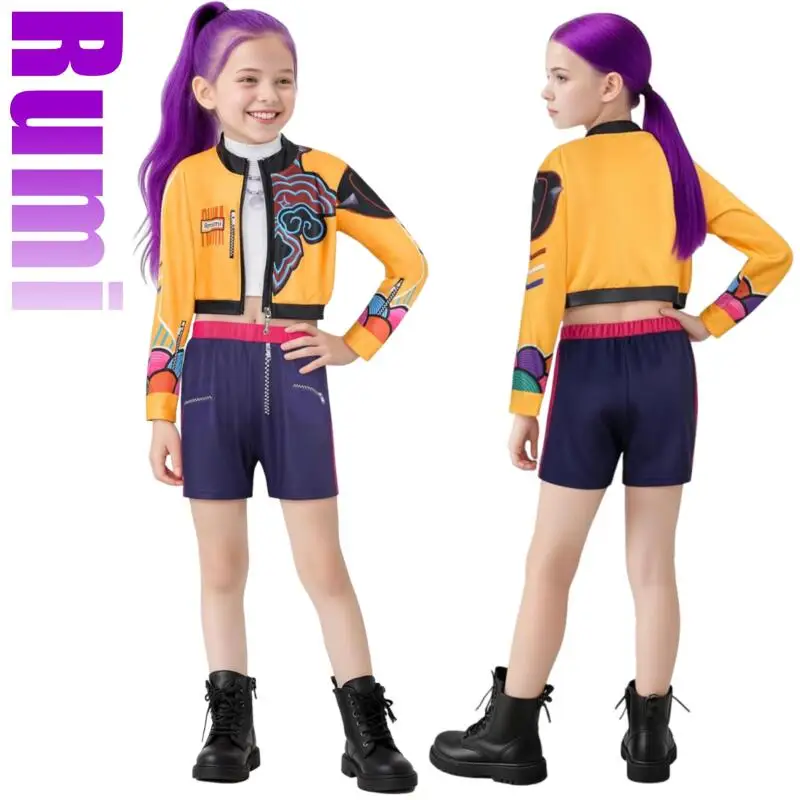 2025 nueva película k-pop Mira Rumi Zoey Hunters disfraz Cosplay Halloween carnaval demonio escenario 3D patrón impreso ropa de juego de rol