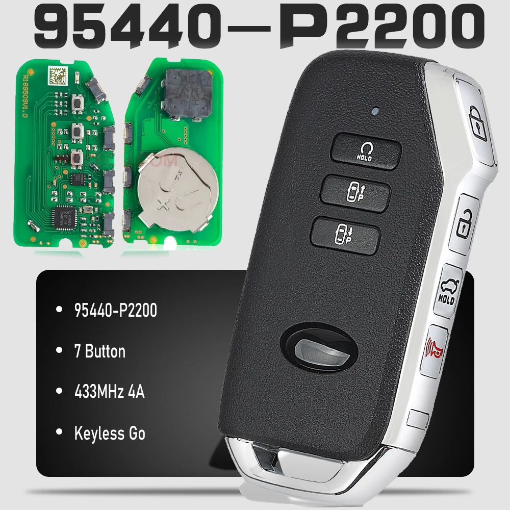 

KEYECU 95440-P2200, умный дистанционный автомобильный брелок 433 МГц 4A, сменная кнопка без ключа Go 7 для KIA Sorento 2021