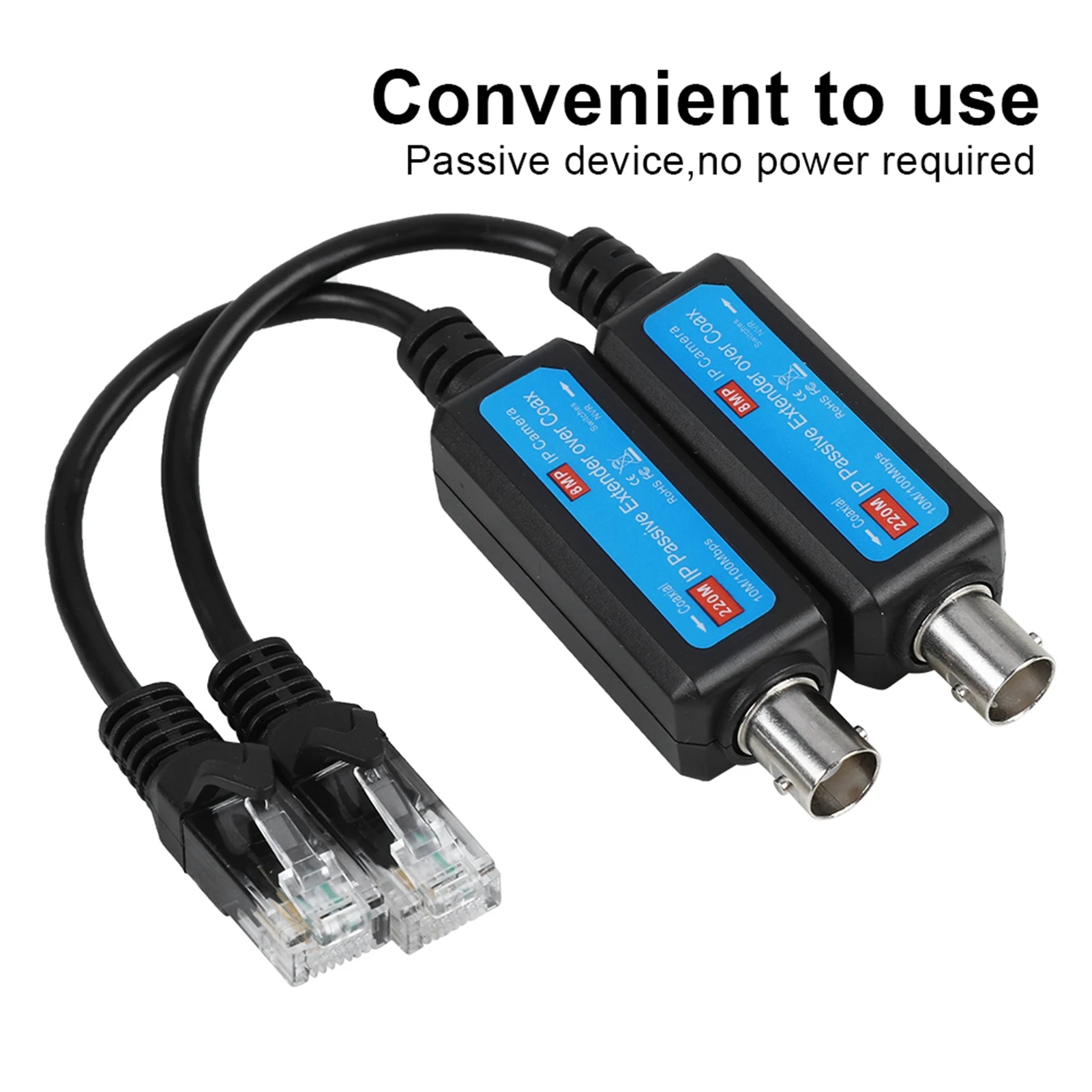 

IP Network Transmitter 1Pair 10/100Mbps 1CH Passive IP Network Coaxial Transmitter Receiver Extender for IP NVR Camera