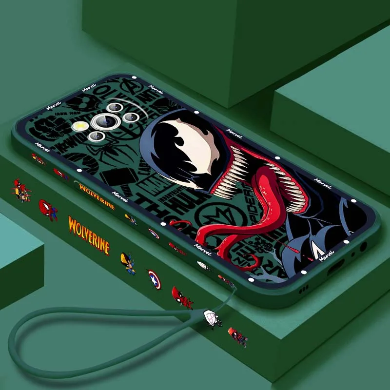 

Spider-Man Marvel Venom Cool Phone Case For Xiaomi Mi Poco X3 X4 X5 X6 M4 M5 M6 F4 F5 F3 GT Pro 5G Liquid Left Rope Cover