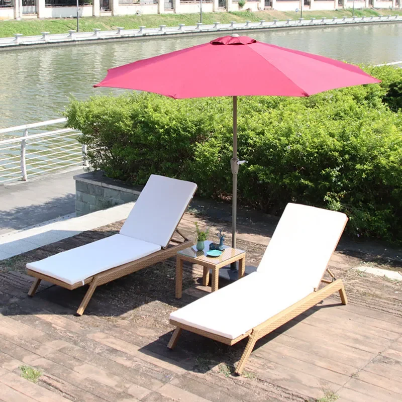 DSA Outdoor Lounger Patio Swimming Pool Lounger Outdoor Garden Balcony Outdoor Waterproof Sunscreen Beach Rattan Lounger