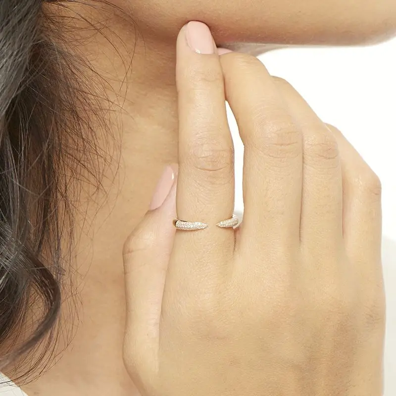 24 gold-plated silver Finger Rings For Women Open Crystal CZ Charm Rings Wedding Jewelry 2021 Trend Bague Femme Anillo A30