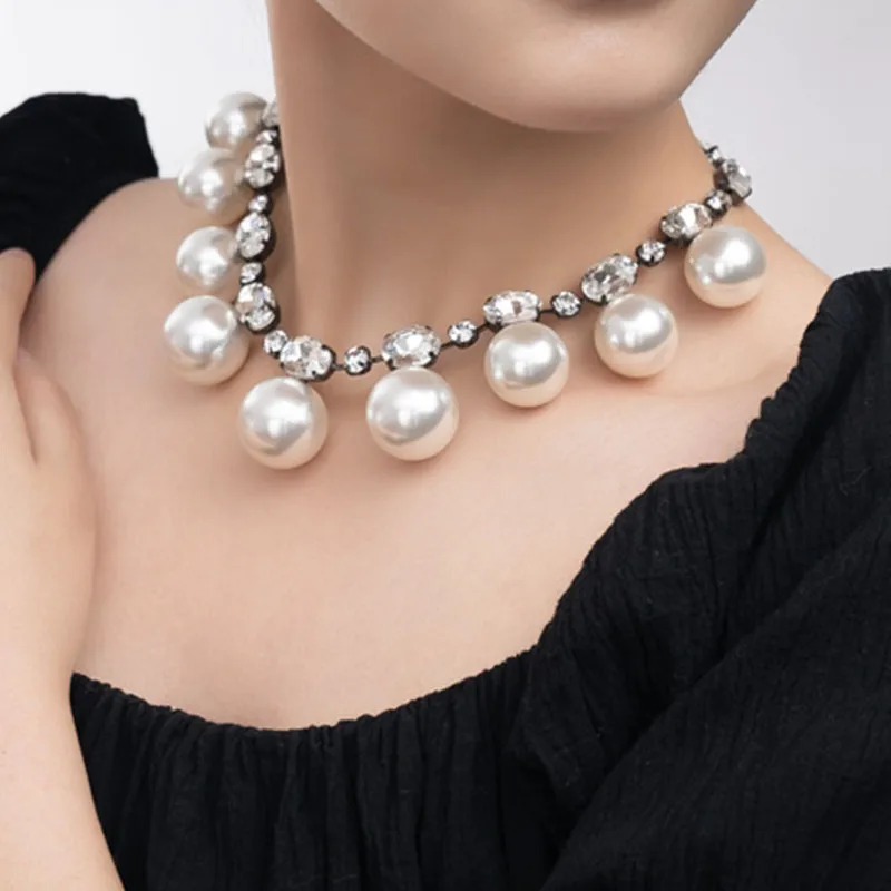 Wholesale-10 Sets Women's Pearl Jewelry Set Multi Layer Faux White Pearl Choker Necklace Bulk Women Girls Wedding Themed Party